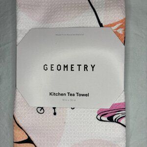 GEOMETRY Kitchen Tea Towel 18"x30" Martini Olives Microfiber White Pink